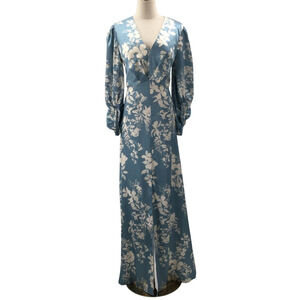 Chic Floral Blue Maxi Dress